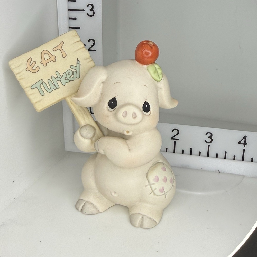 Precious Moments Eat Turkey Pig Figurine Thanksgiving Holiday 763225 Vintage